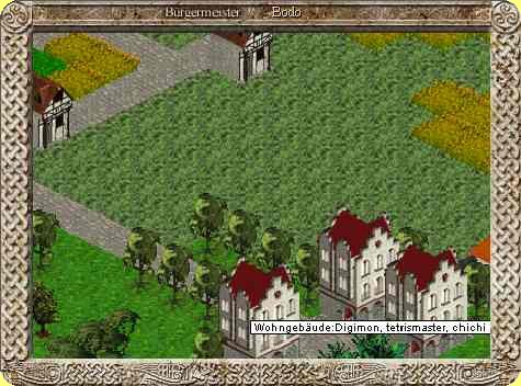 Stadtansicht von Dragontown mit Wohngeb&auml;ude von "Digimon"