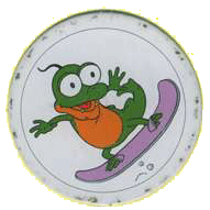 Schnappi als Snowboarder