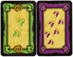 Karten: Grün-2 und Lila-6