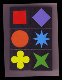 Die 6 Farben und die 6 Symbole kombiniert