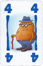 blaue Karte mit Wert 4