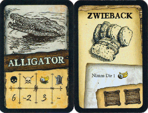 Begegnung mit einem Alligator und einer der Startgegenstände